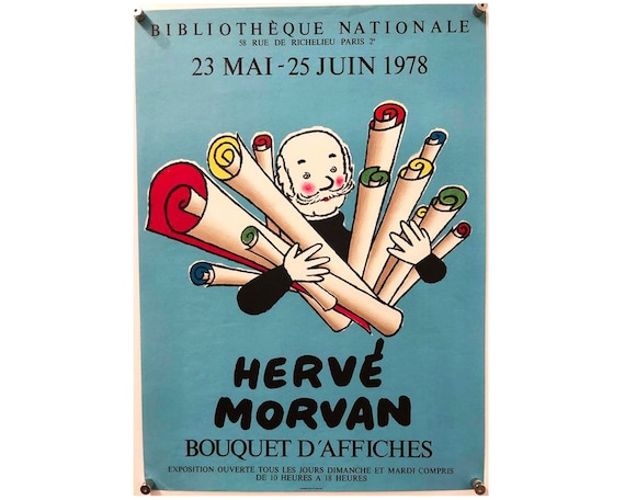 Vintage 1978 Hervé Morvan “Bouquet d’Affiches” Poster – Bibliothèque Nationale (56×41 cm)