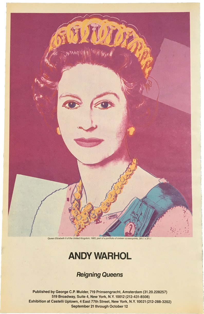 Original 1985 Andy Warhol Gallery Opening Advertisements Reigning Queens Exhibition Complete Set of All-Four Vintage Posters image 5