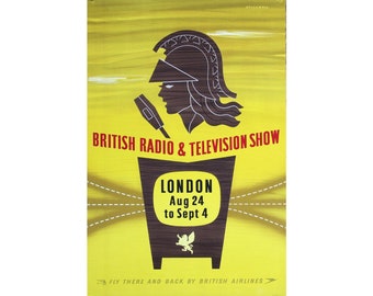 Programa de radio y televisión británico de 1955 – Cartel publicitario original de BEA (Stillwell, 76×50 cm)