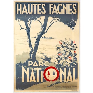 Original Vintage Travel Poster Hautes Fagnes Parc National - National Parks