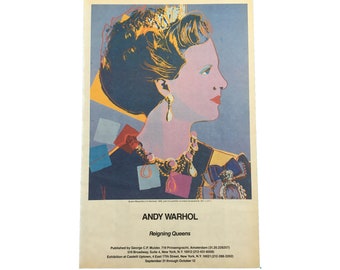 Original 1985 Andy Warhol Gallery Opening Advertisement - Reigning Queens Exhibition - Queen Margrethe II of Denmark - Vintage Poster