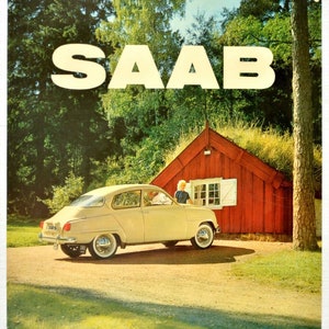 Original Vintage Werbeplakat schwedischer Automobilhersteller SAAB - Bild von Saab GT750