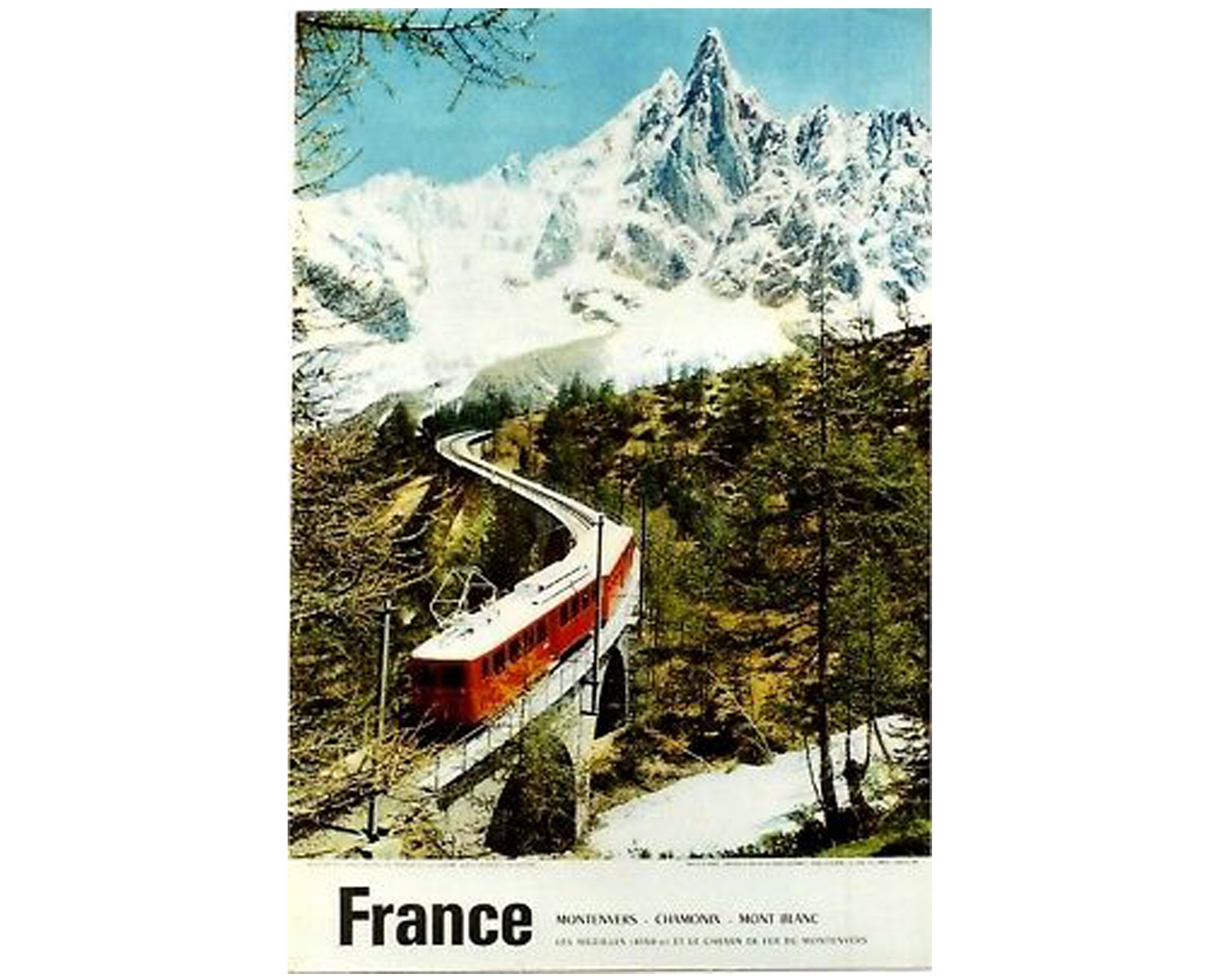 Vintage CHAMONIX MONT BLANC FRANCE Skiing/Travel Poster A1A2A3A4Sizes 