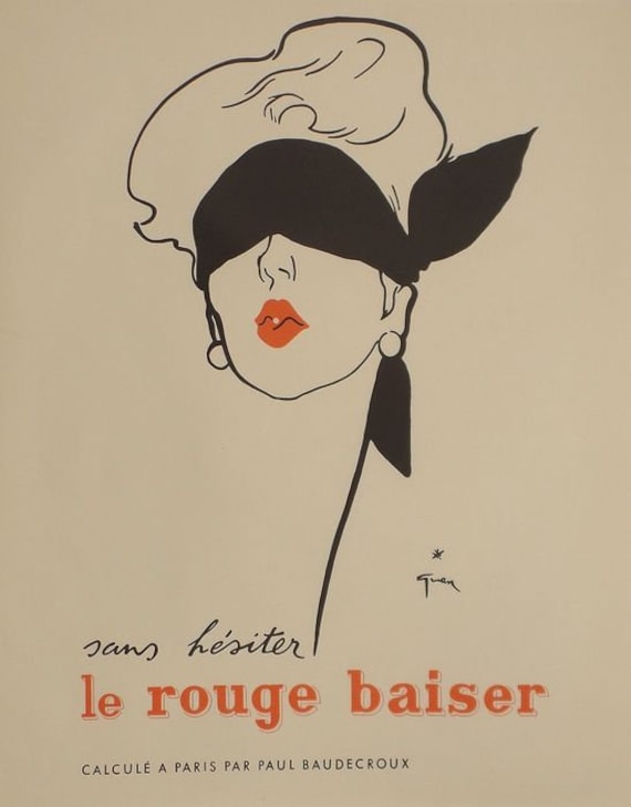 1949 René Gruau “le Rouge Baiser” – Original French Fashion