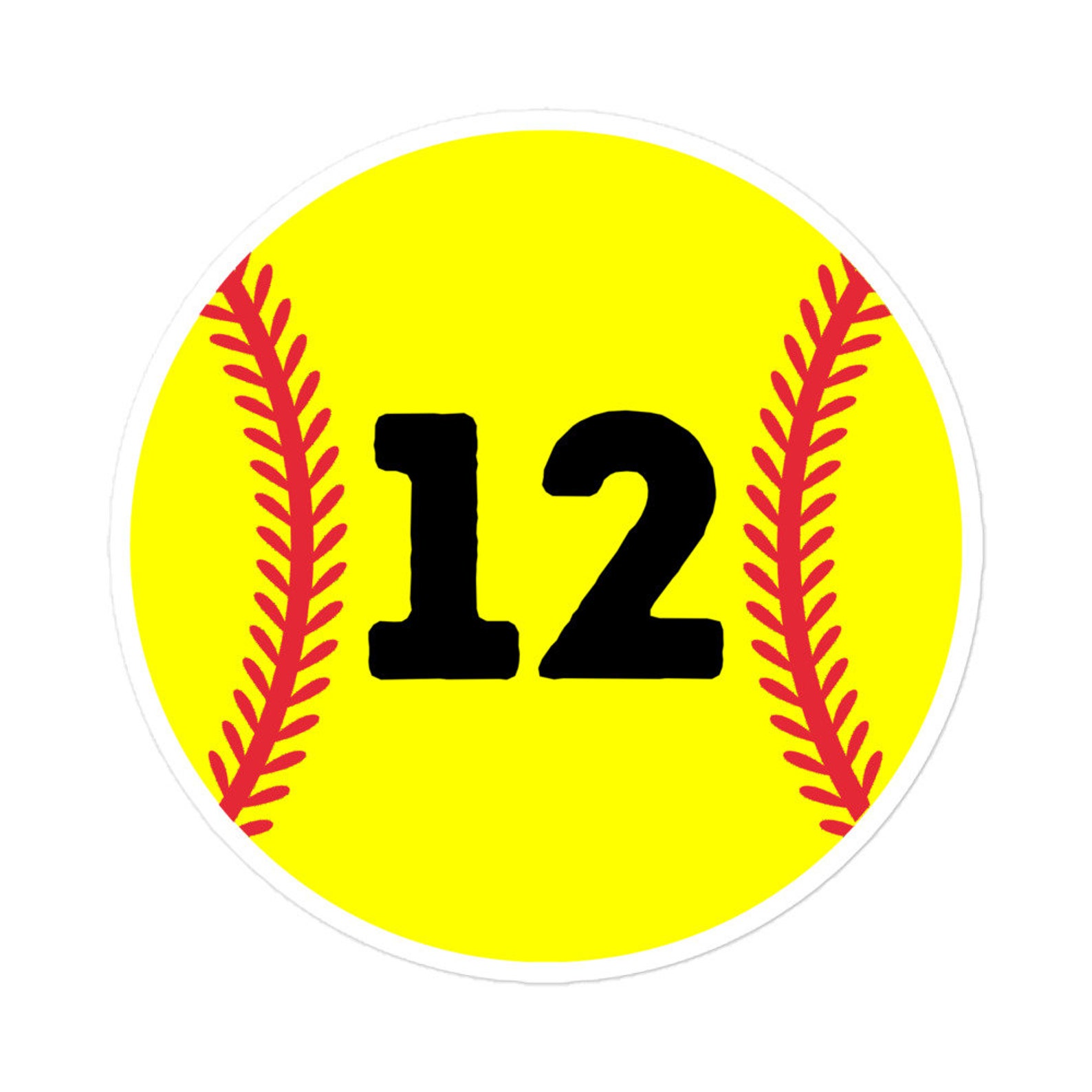 Softball Player Jersey Favorite Number 12 Sticker Softball Etsy