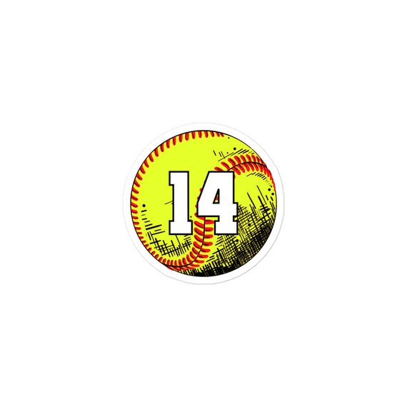Softball Player Jersey Lucky Favorite Number 14 Sticker Etsy