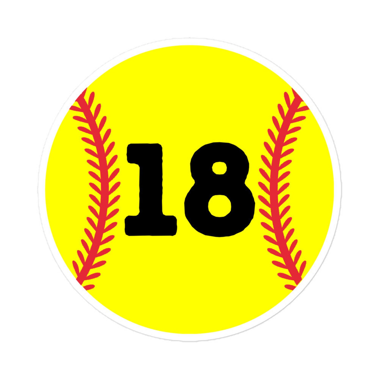Softball Player Jersey Favorite Number 18 Sticker Softball Etsy