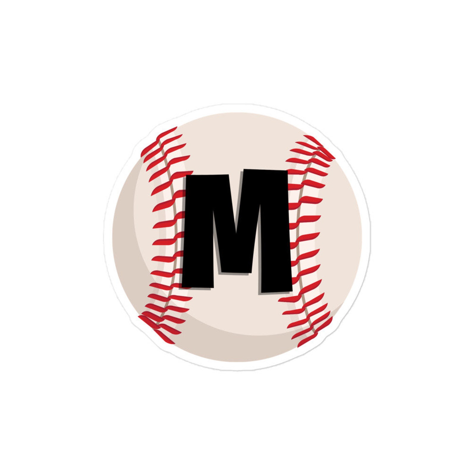 Baseball Favorite Letter Initial M Sticker Etsy