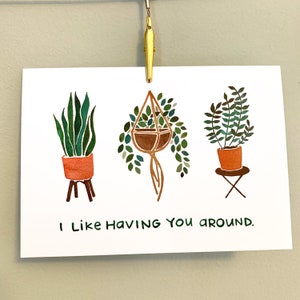 Houseplant Tarjeta de saludo / Houseplant Card / Me gusta tenerte cerca / Tarjeta de amor