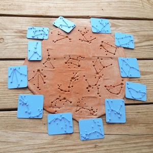 Konstelacja zodiaku, stempel tekstury astrologicznej, wytłaczarka horoskopów, stemple gliniane ze znakami zodiaku, stempel z gliny polimerowej, stempel zodiaku z gliny polimerowej