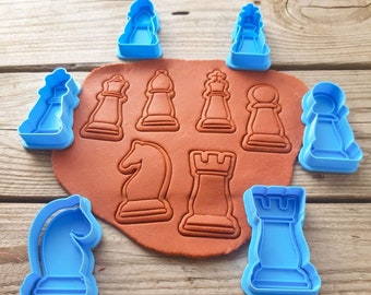 Chess Cookie Cutters Full Set of 6 – Gift for Chess Lovers, Chess Teacher Gift, Baking Set
