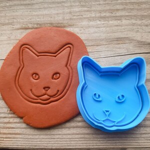 Cat cookie cutter, Cat face cookie cutter, Cat treats cat party, Kitty cookie cutter and embosser, cat polymer clay earrings stamp, cat face