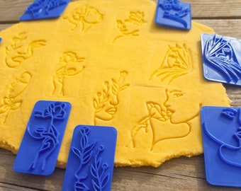 Face Clay Stamp Set | Abstract Line Art Stamp | Polymer Clay Texture Stamp | Modern Minimalist Faces | Pottery & Ceramic Stamp Tools