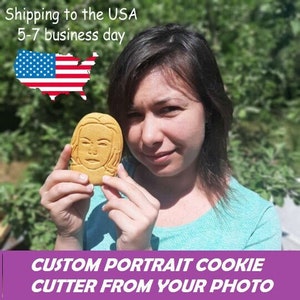 Face cookie cutter, custom cookie cutter portrait, photo cookie cutter, custom cookie stamp, face on a cookie, face cookies, custom cookies image 7