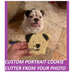 Custom pet cookie cutter, Your dog custom face portrait from photo,  Custom dog or puppy face cookie cutter, personalized pet cookie cutter