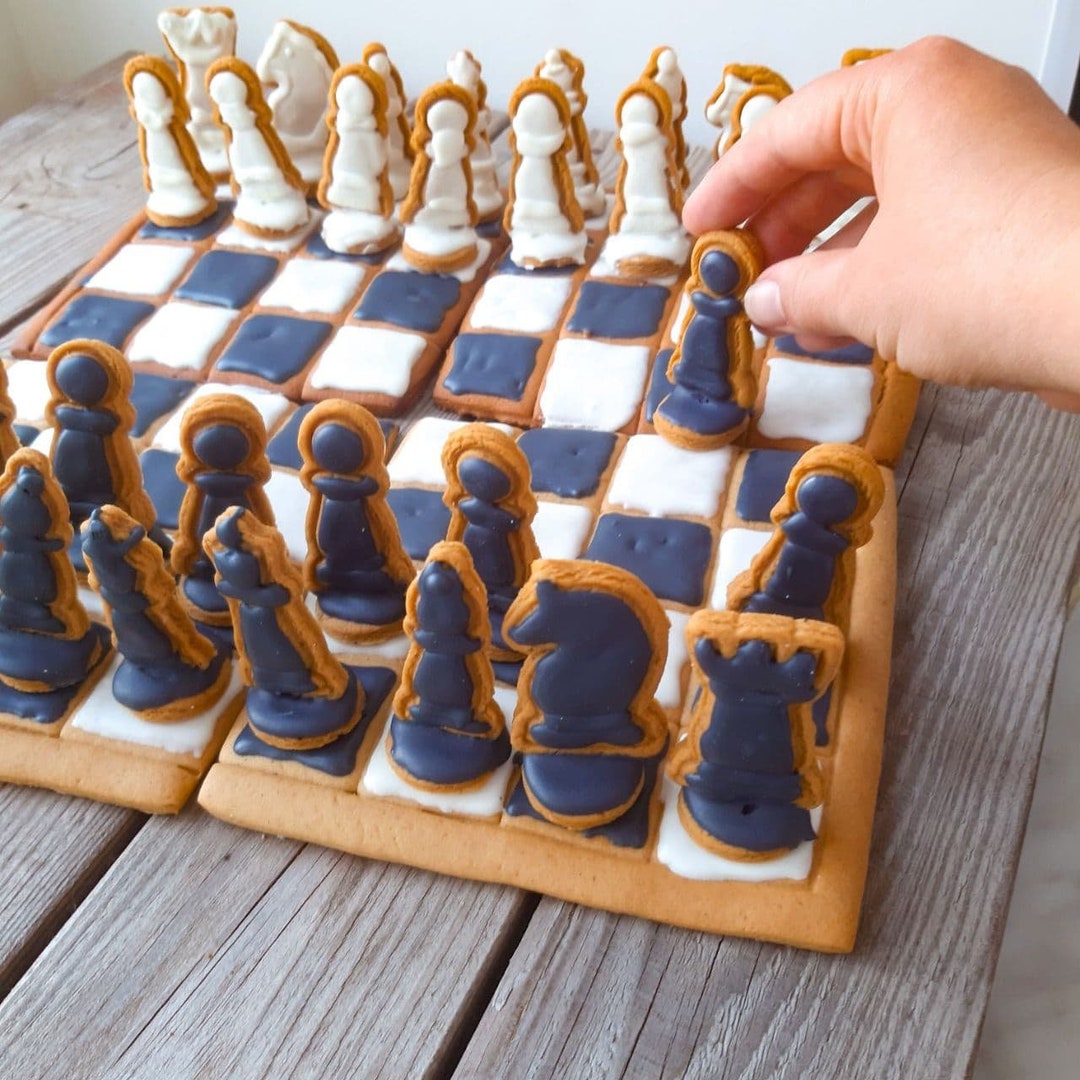 Chess Cookie Cutter, Chess Board Cookie Cutter, Button Chess Pieces