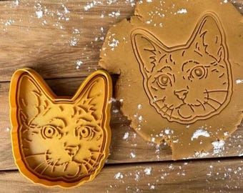Cat Memorial Cookie Cutter from Photo, Custom Cat Portrait Stamp, Pet Loss Gift, Personalized Cat Keepsake, Cat Lover Remembrance Gift