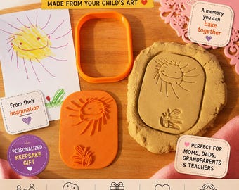 Kids Drawing Cookie Cutter From Child Artwork Personalized Cookie Stamp Keepsake Gift for Parents