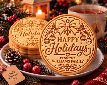 Personalized Neighbor Christmas Cookie Cutter Stamp, Custom Family Name Holiday Gift