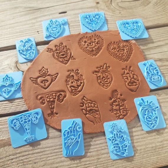 Boho Clay Embossing Stamps Polymer Clay Stamps celestial Soap Embosser  Texture Clay Bohemian Stamp Earring Shape Moon BOHO 