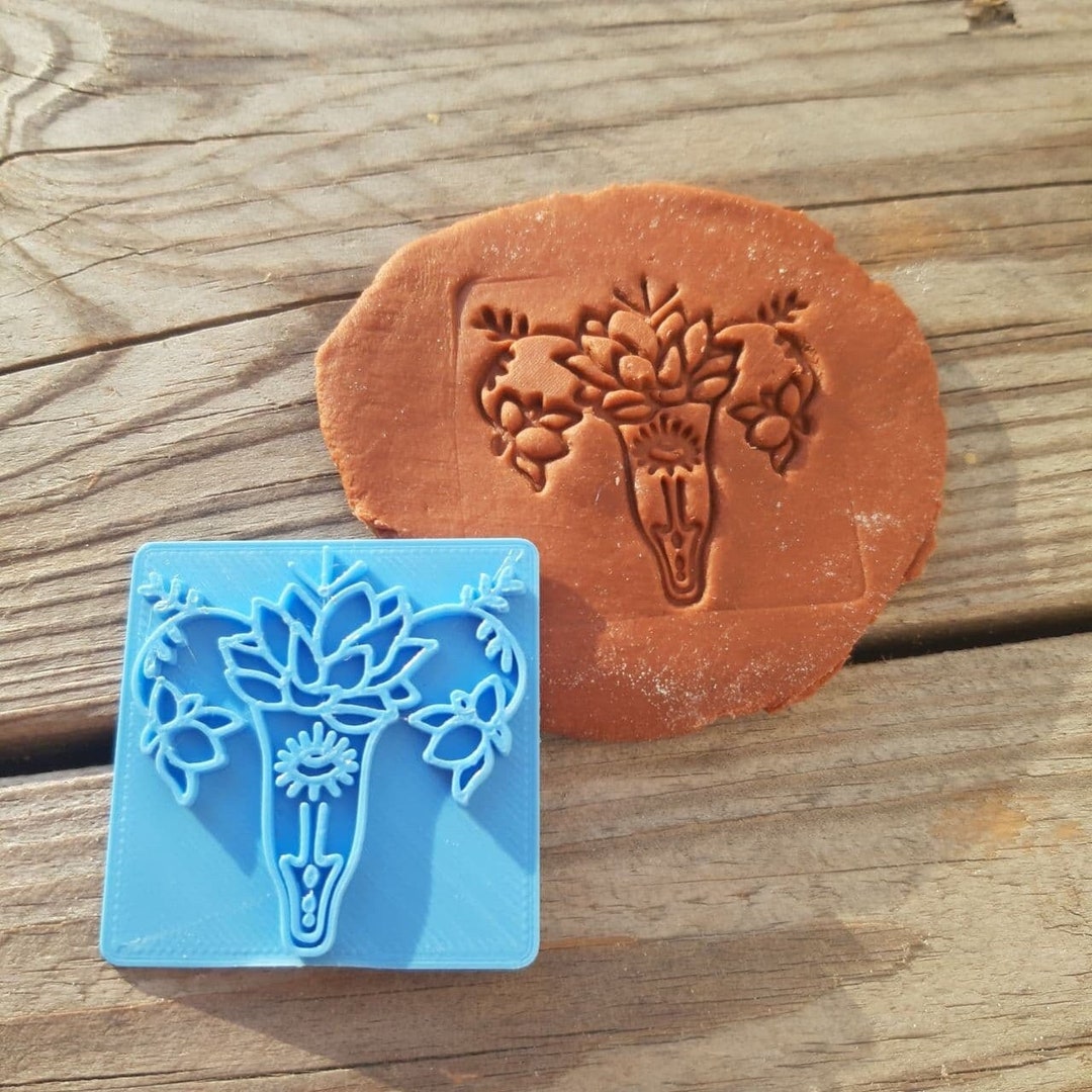 Boho Clay Soap Pottery Stamps Emboss Art, Clay Stamp Womb, Uterus Clay