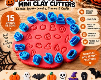 Mini Halloween Clay Cutters, Spooky Stud Earring Shapes – Polymer Clay Halloween earrings, studs, charms spooky jewelry