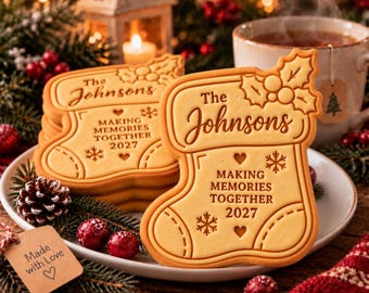 Personalized Stocking Cookie Cutter, Custom Family Name Christmas Stamp, Holiday Baking Gift
