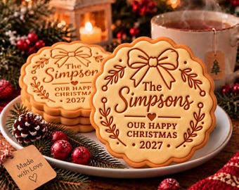Personalized Christmas Gift for Family, Custom Family Name Cookie Cutter Stamp, Christmas 2027