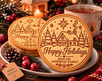 Personalized Christmas Host Cookie Cutter Stamp, Custom Family Name Holiday Cookie