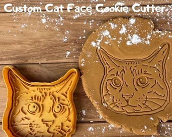Custom Cat Cookie Cutter from Photo, Personalized Pet Portrait Stamp, Funny Kitten Baking Tool For Cat Lover
