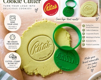 Custom Logo Cookie Stamp and Cutter, Branded Business Cookies for Bakers and Small Businesses