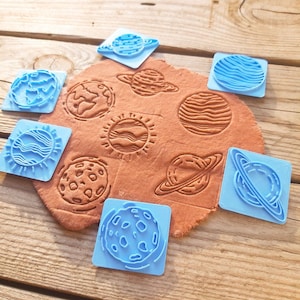 Space planet Earth Mars Jupiter Venus polymer clay embossing imprint stamps, Polymer clay embosser, Soap stamp, Clay texture stamps, pottery