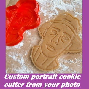 Custom cookie cutter from your photo, custom portrait cookie cutter, custom sugar cookies, personalized face cookie, custom christmas cookie