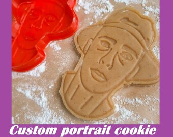 Custom cookie cutter from your photo, custom portrait cookie cutter, custom sugar cookies, personalized face cookie, custom christmas cookie