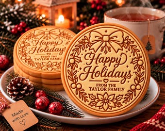 Personalized Cookie Swap Stamp, Custom Family Name Christmas Cookie Cutter, Holiday Baking