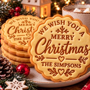 Personalized Christmas Cookie Stamp, Custom Family Name Holiday Cookie Cutter, Christmas