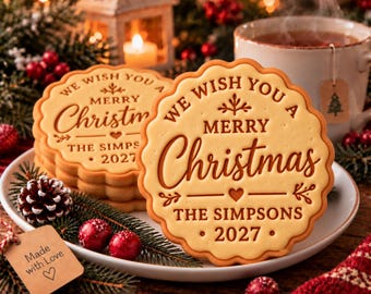 Personalized Christmas Cookie Stamp, Custom Family Name Holiday Cookie Cutter, Christmas 2027