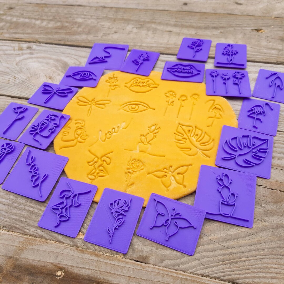 Clay Stamps, Modern Polymer Clay Stamps, Polymer Clay Stamp Line Art