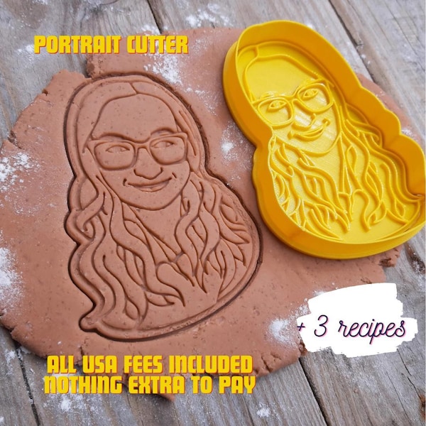 Cortador de galletas con retrato personalizado, sello facial personalizado a partir de una foto, regalo para hermana, regalo de cumpleaños único para ella.