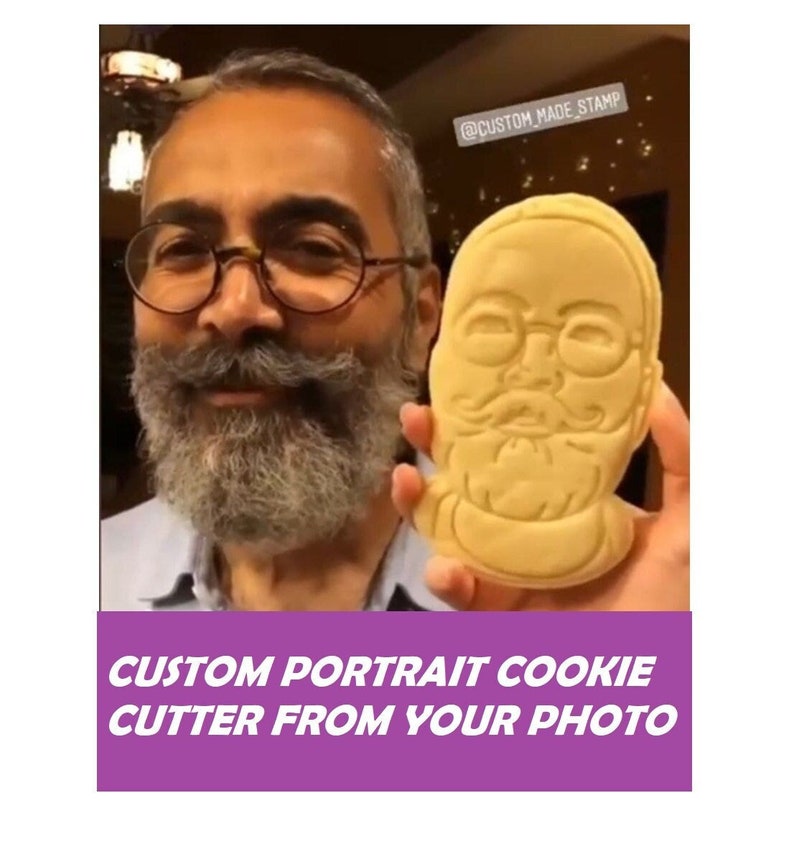 Face cookie cutter, custom cookie cutter portrait, photo cookie cutter, custom cookie stamp, face on a cookie, face cookies, custom cookies image 1