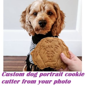 Personalized pet cookie cutter, Custom dog or puppy face cookie cutter, Custom pet cookie cutter, Your dog custom face portrait from photo