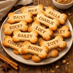 Dog Bone Cookie Cutter with Stamp, Custom Dog Cookie Name Stamp, Dog Treat Cutter