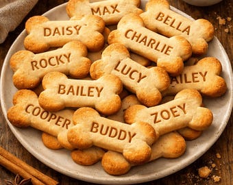 Dog Bone Cookie Cutter with Stamp, Custom Dog Cookie Name Stamp, Dog Treat Cutter