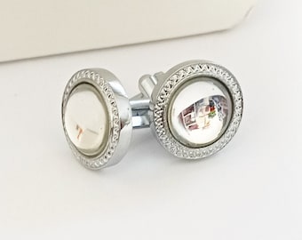 Men's cufflinks "Gemcris" in steel and hard stone