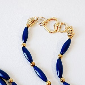 Long necklace &quot;Night sky&quot; in hard stone and brass