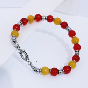 &quot;Valiantes&quot; Men&#39;s Rigid Bracelet in Semiprecious Stones and Steel