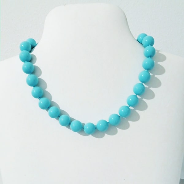 "Laguna Turchese" crew-neck necklace in silver and turquoise