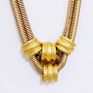 &quot;Zaser&quot; short double strand blocked brass necklace