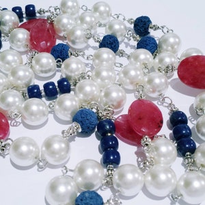 Long necklace with lava stone, semiprecious stones, Venetian glass and &quot;Liguria&quot; bijoux pearls