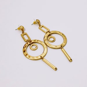 &quot;Magical Orient&quot; Hammered Brass Drop Earrings